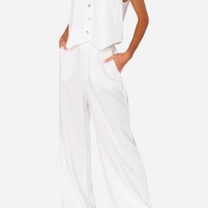 SHOW ME YOUR MUMU VINCE PANTS WHITE LINEN